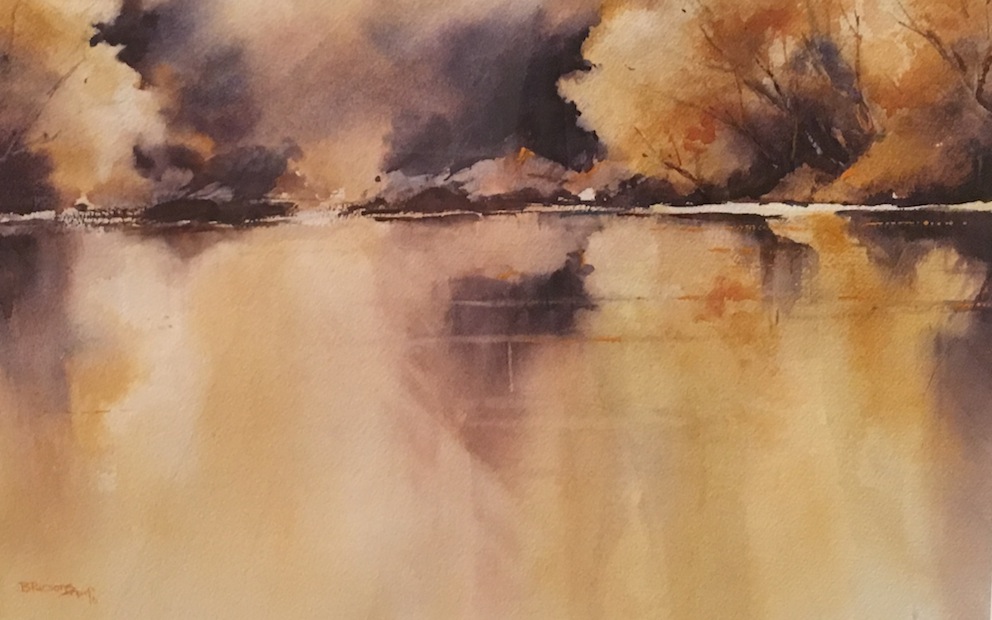 Bernadette Parsons | The Edge of Lake Dunstan | watercolour| McAtamney Gallery and Design Store | Geraldine NZ